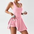 thumbnail image 4 of DHFJKG Womens Tennis Dresses Built In Shorts With Side Pockets Sleeveless Fitness Workout Tank Dress Yoga Square Neck Trendy Dresses, 4 of 7
