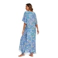 thumbnail image 5 of Beautybatik Cerulean blue Women Hand Blocked Batik Rayon Caftan Kaftan Loungewear Maxi Plus Size Long Dress 1X, 5 of 5