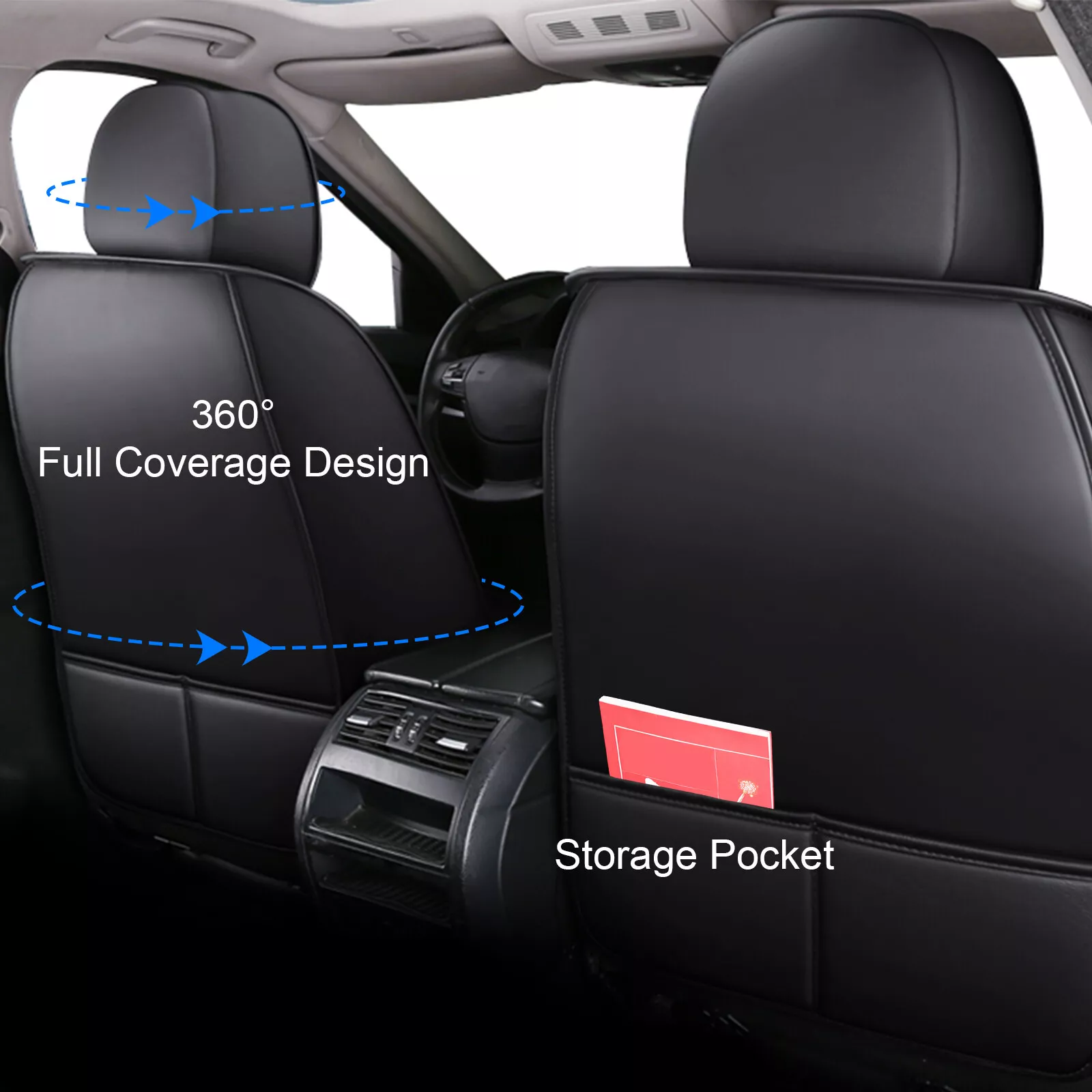 WILLJOY Car Seat Covers for Toyota Camry 2000-2024, Waterproof Artificial Leather Cushion Seat Protector for Matrix Prius Black Blue