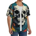 thumbnail image 2 of Gukieu Modern Hip-Hop Skull Print Men's Short-sleeved Shirts, Button-down Pocket Shirts, T-shirts, Beach Vacation Travel Summer Clothing-Medium, 2 of 5