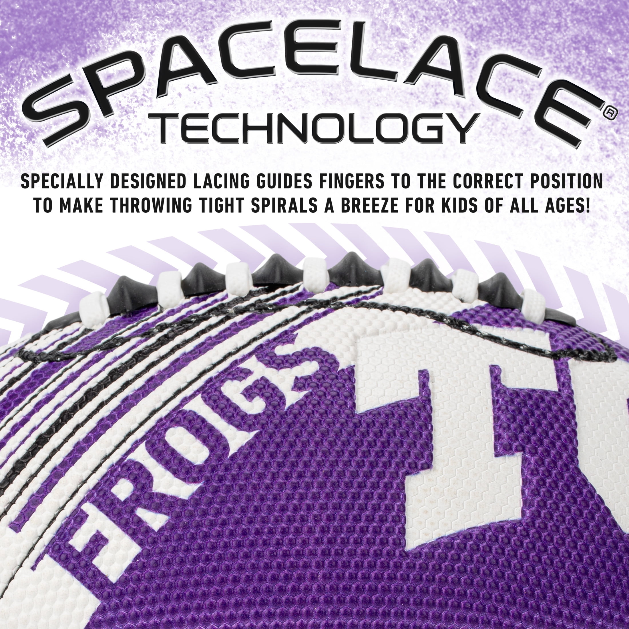 NCAA TCU Horned Frogs Foam Football - Youth Mini Football for Kids - 8.5" Junior Soft Foam Football - SPACELACE Easy Grip Cover - Perfect Toy Football for Kids
