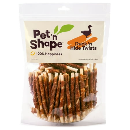 UPC: 0032657216329 | Pet n Shape Hide Twists – Duck Wrapped Rawhide Dog Treats – Small Twist – 2 Pounds — Healthy Dog Treats