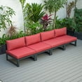 thumbnail image 3 of LeisureMod Chelsea 4-Piece Outdoor Armless Patio Sectional Black Aluminum With Red Cushions, 3 of 7