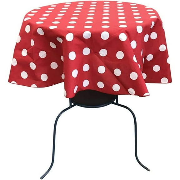 CintBllTer Red and White Polka Dot Round Tablecloth 54"