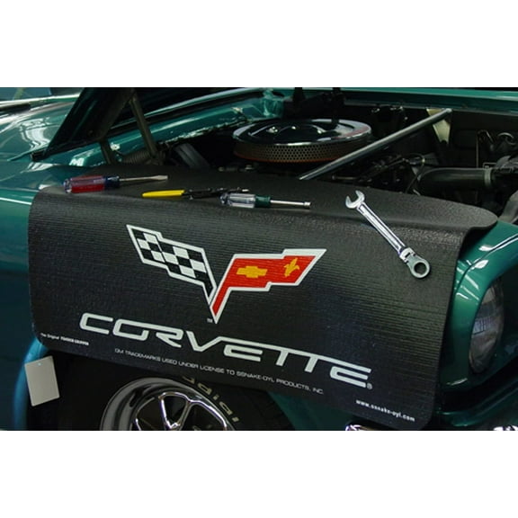 C6 Corvette Fender Grip Cover - Black with Crossed Flags Logo