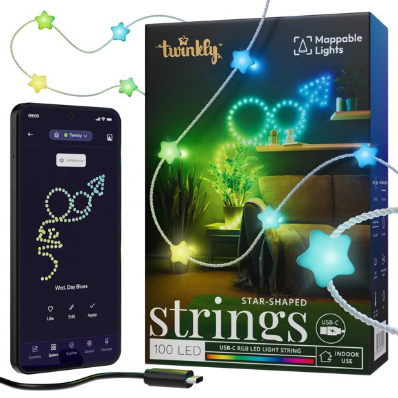 Cadena de luces LED Twinkly Caramelos en forma de estrella USB-C de 6 m/19,7 pies