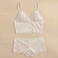 thumbnail image 4 of Lovskoo Pajamas for Women Shorts Set Spaghetti Strap Loungewear Lace Cami with Short Lingerie Pajama Set Two Piece Underwear Sleepwear White, 4 of 7