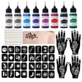 thumbnail image 1 of Kit de tatuaje temporal Funtigee de 8 tintas de color con plantillas y bastoncillos, 1 of 6