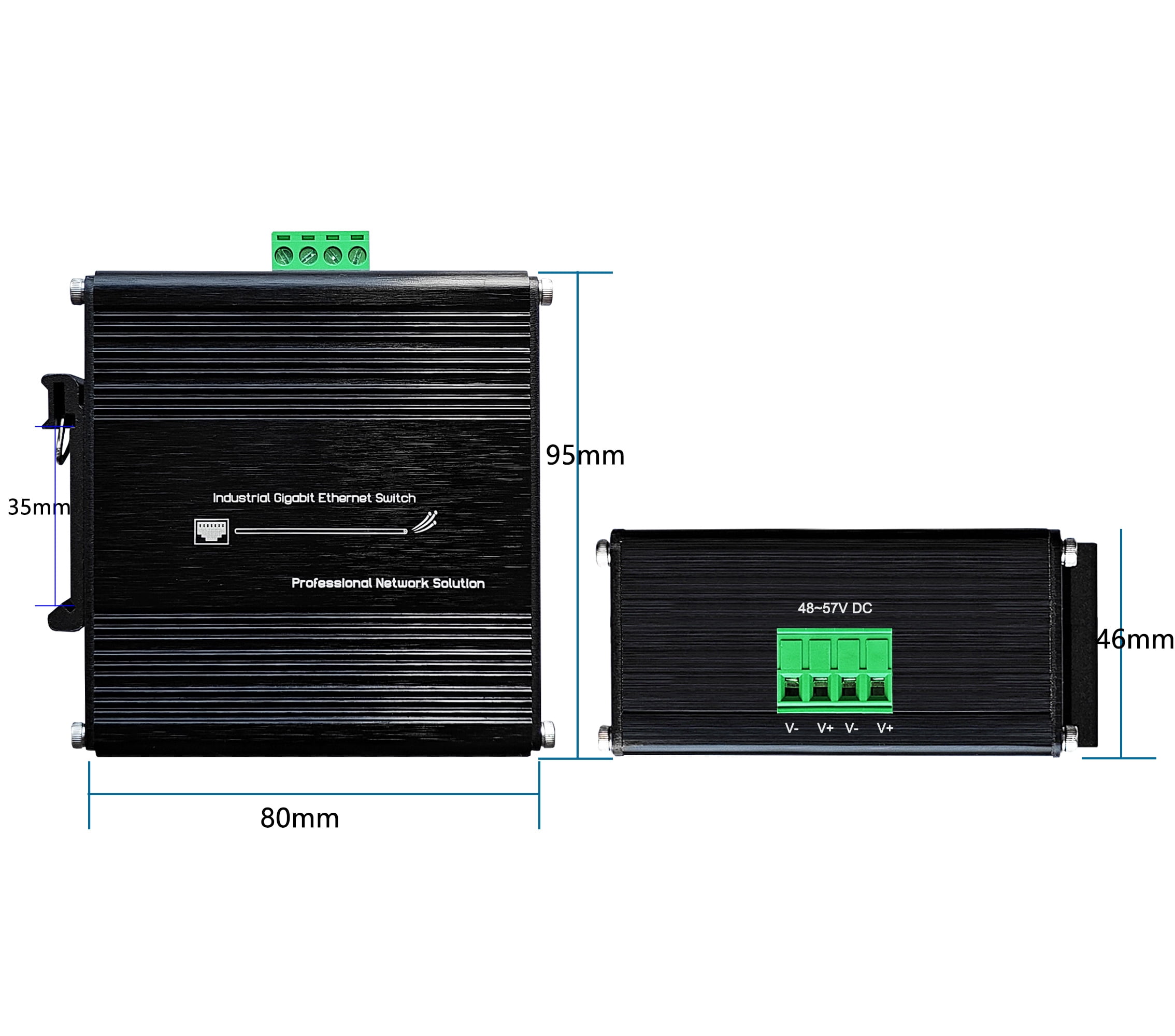 Industrial Gigabit 10 Ports Ethernet PoE+ Switch 8-Port 10/100/1000 Gigabit RJ45