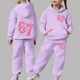 thumbnail image 2 of KKBOTIVE Girls Casual Tracksuit 67 Print Hoodie and Jogger 2 Piece Outfit Set for Kids Fashion Sweatsuit Daily School Clothes ( Purple Size: 6-7 Years ), 2 of 9
