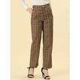 thumbnail image 2 of Pantalones a cuadros casuales Allegra K para mujer marrón XS, 2 of 5