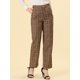 thumbnail image 2 of INSPIRE CHIC Pantalones a cuadros casuales para mujer, bolsillos, pierna recta, trabajo, oficina, pantalones marrón L, 2 of 5