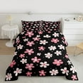 thumbnail image 2 of Homewish Kawaii Blossom Bedding Comforter Set,Cute Flower Floral Twin Comforter Sets,Pink White Black Bedding Set For Girl Teens,Super Cozy Room Decor Reversible,2-Piece, 2 of 8