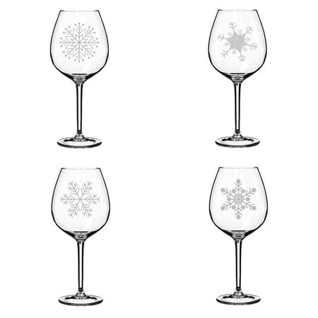 

MIP Set of 4 Wine Glass Goblet Christmas Snowflake Collection (20 oz Jumbo)
