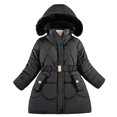 thumbnail image 2 of PINQI Kids Girls Lightweight Windproof Down Jackets Winter Warm Snap Buttons Zip up Hooded Puffer Coats Thick Warm Outwear, 2 of 3