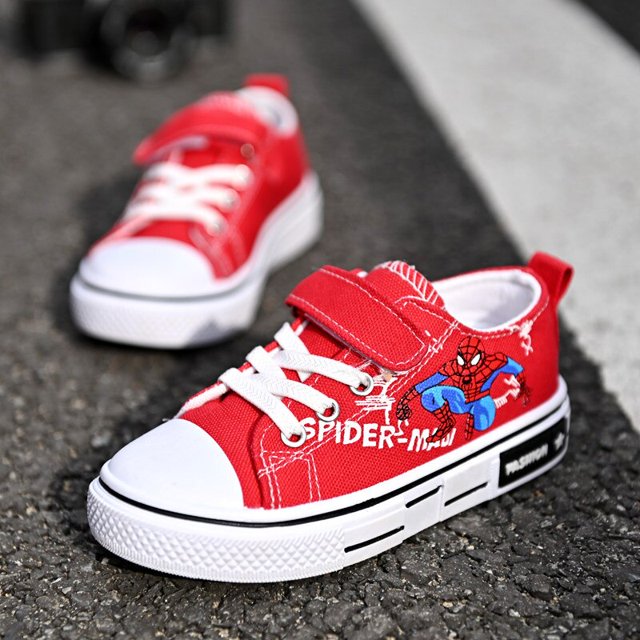 Zapatos de lona de dibujos animados para niños primavera y otoño nuevo Disney Spiderman niños zapatos deportivos niñas zapatos de tela all-match35 (plantilla de 20,5 cm) Gao Jinjia LED