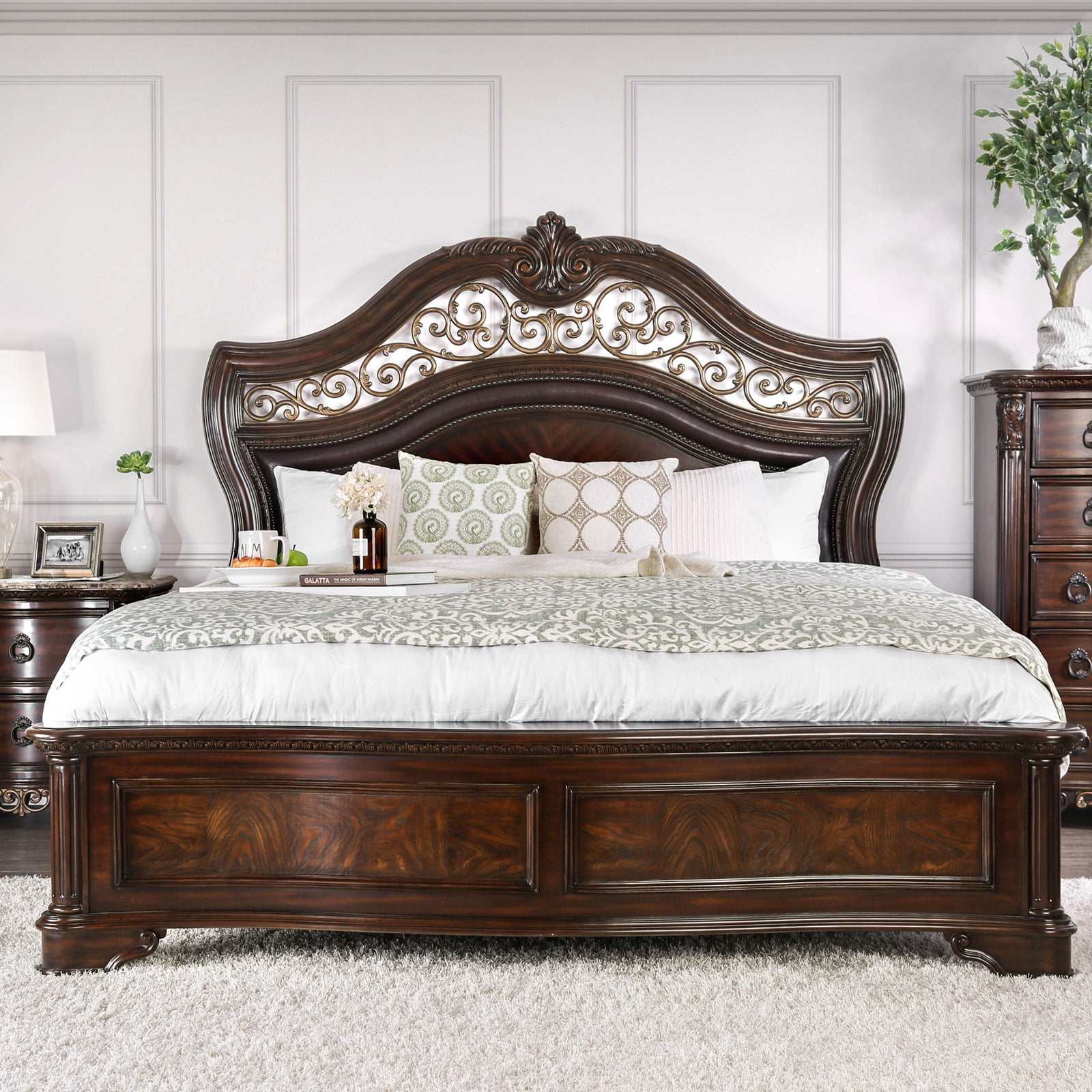 Cherry wood king size bed discount