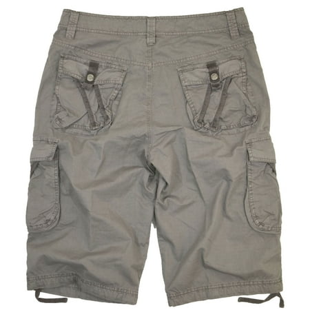 Stone Touch Jeans - Mens Military Light Grey Cargo Shorts 15 inches ...
