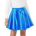 thumbnail image 2 of Girls Flared Skater Skirt Shiny Metallic Elastic Waist Flowy Skorts for Party Holiday Performance Event Kids Skirts 12-13Y, 2 of 7
