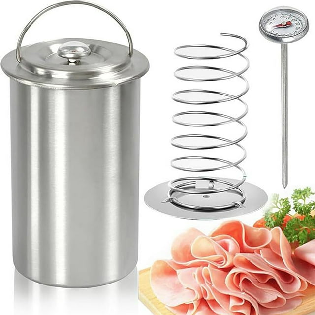 BeesClover Ham Maker Meat Press, Sandwich Lunch Meat Press Maker, Homemade Ham Maker Meat Press Tool with Cooking Thermometer, Stainless Steel Ham Press Maker