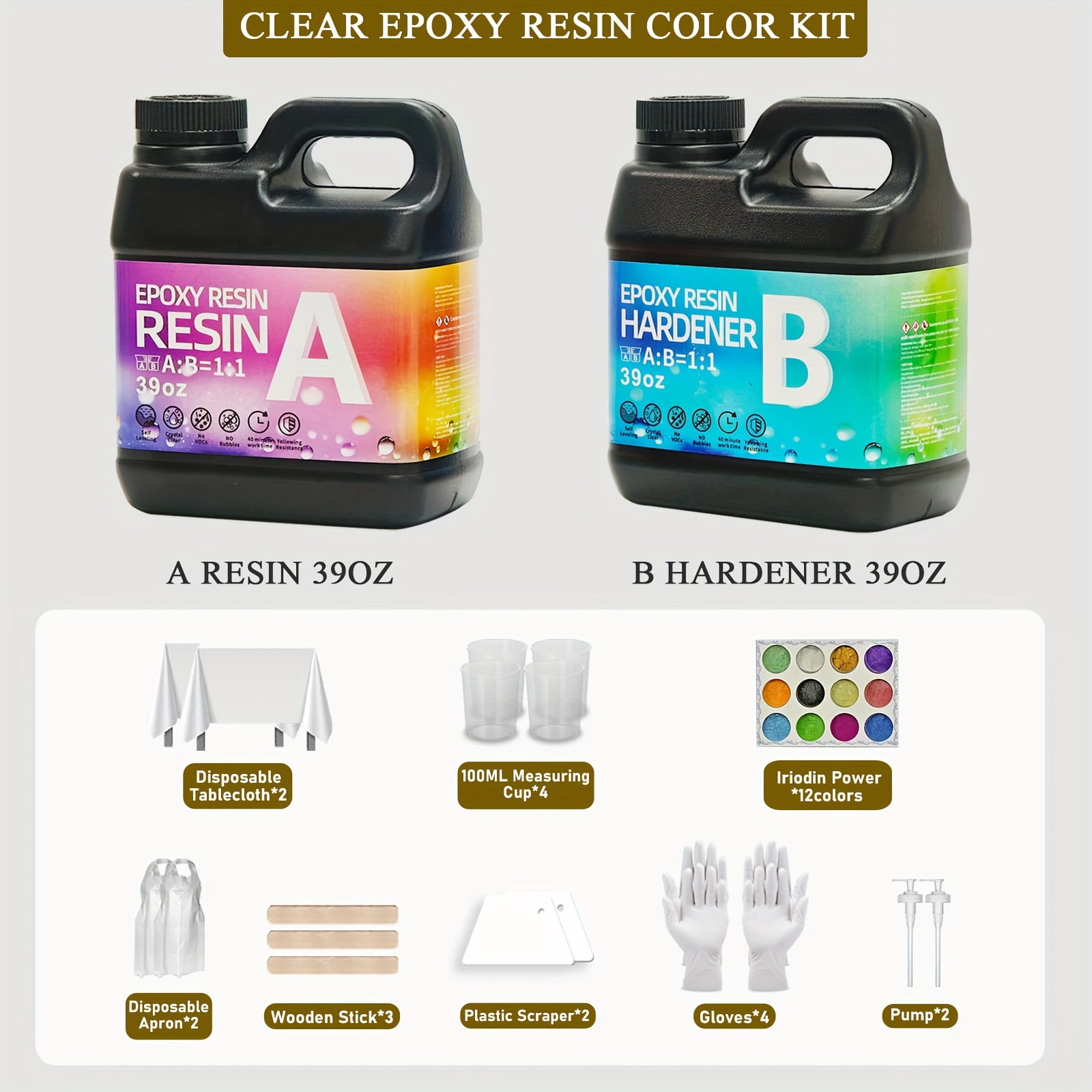 78 oz  Crystal Clear Epoxy Resin Kit and 12-color pearl powder - Food Safe & UV Resistant for DIY Art, Wood, Jewelry Making, Coasters, Molds Casting Resin Epoxy