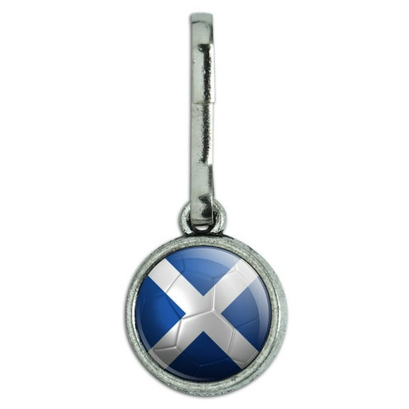 Scotland Flag Soccer Ball Futbol Football Antiqued Charm Clothes Purse Backpack Zipper Pull