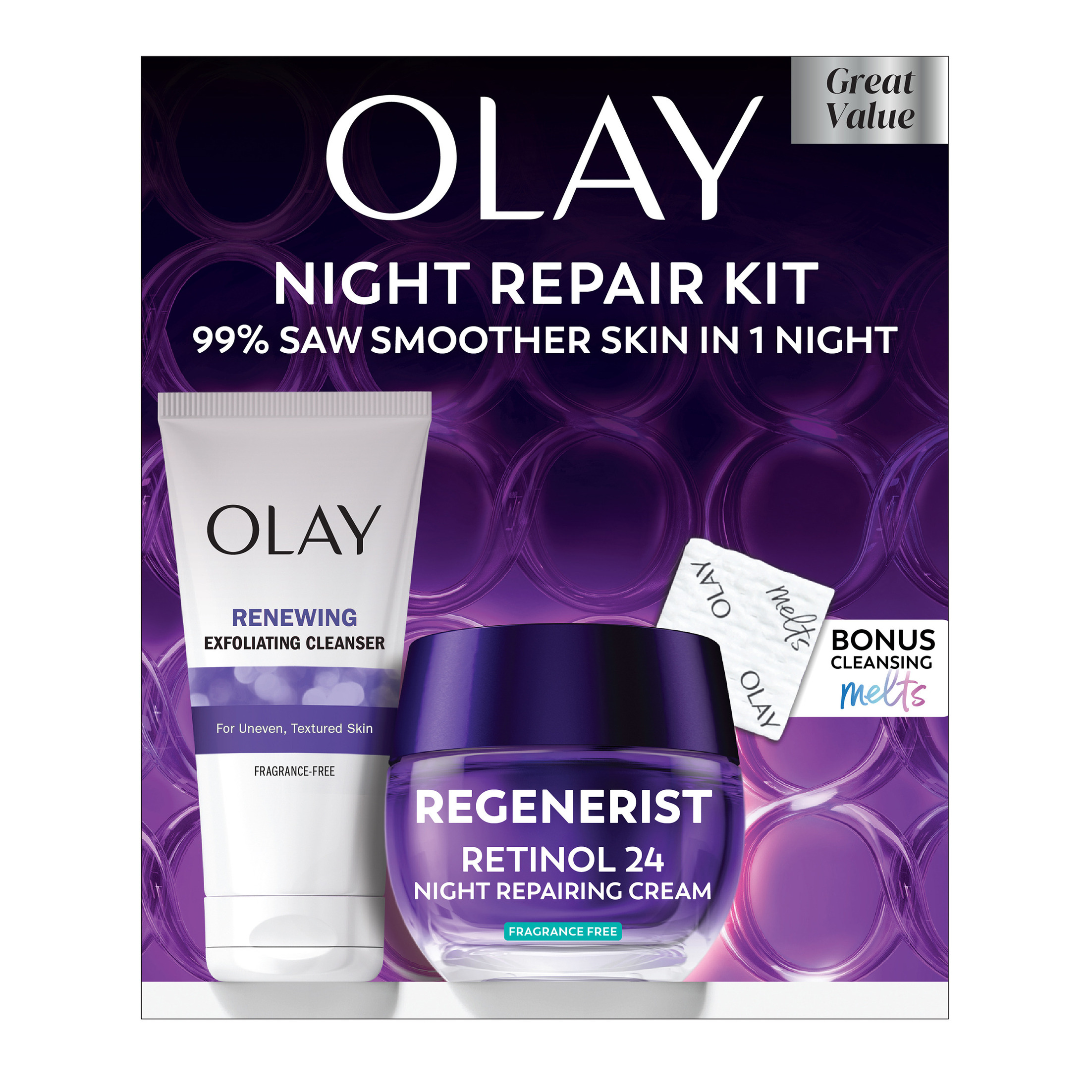 Olay Skin Care Beauty Retinol Duo Pack, Face Moisturizer & Face Wash, Smoothing and Anti-Aging, 1.7 oz