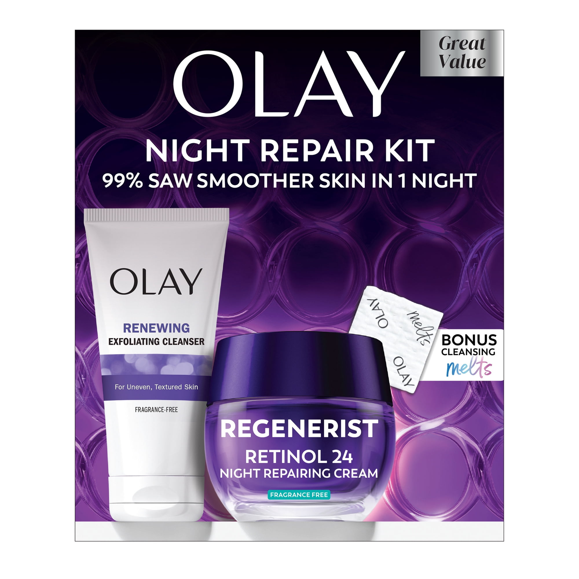 Olay Skin Care Beauty Retinol Duo Pack, Face Moisturizer & Face Wash, Smoothing and Anti-Aging, 1.7 oz