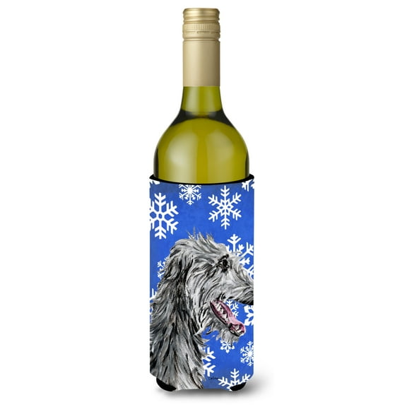 Carolines Treasures SC9789LITERK Scottish Deerhound Winter Snowflakes Wine Bottle Hugger Wine Bottle multicolor