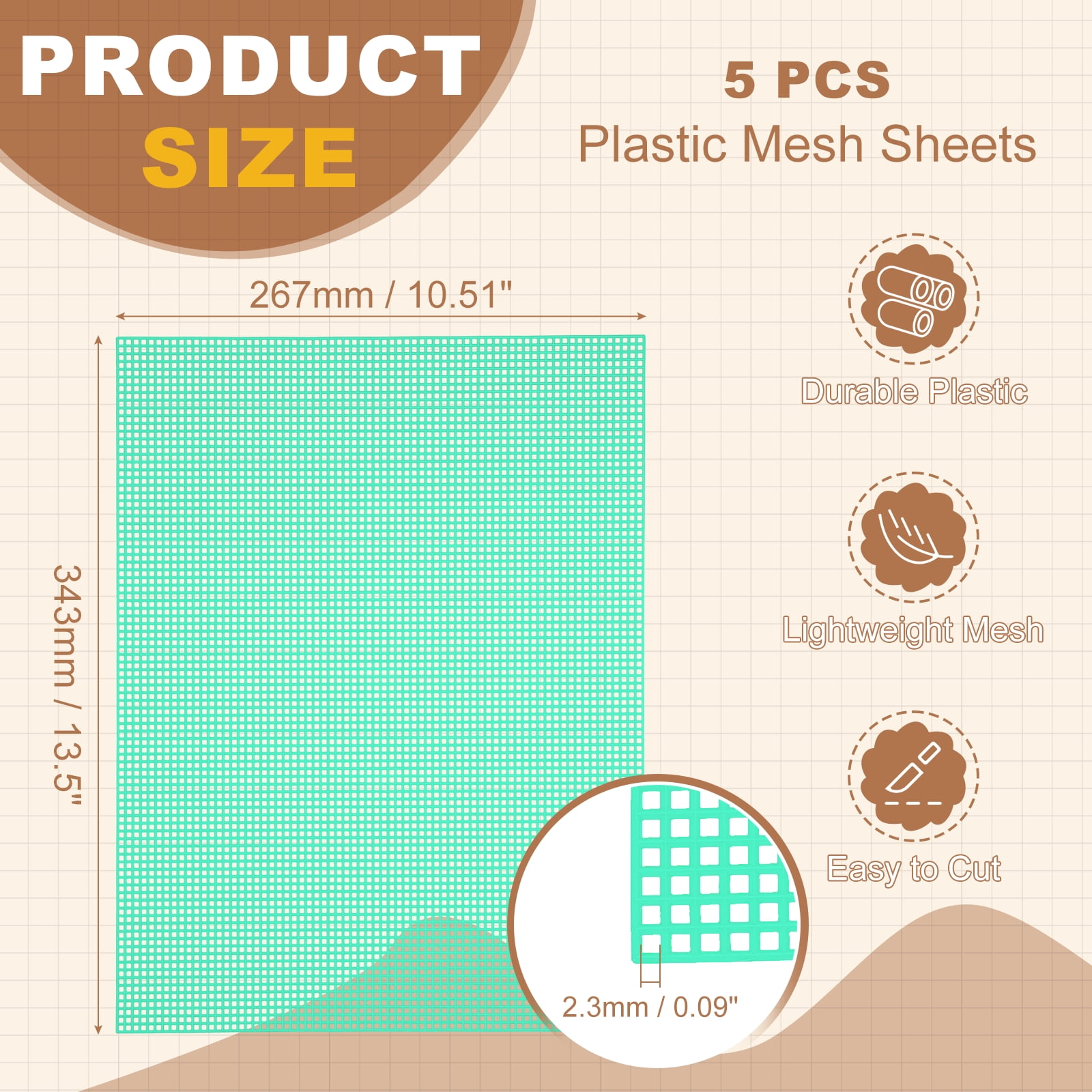 Uxcell 5 Pack Mesh Canvas Sheets, 10.5 x 13.5 Inch Plastic Canvas, Eye Mesh for Embroidery, Crafting, Knit and Crochet Project, Bag Making, Home Decoration, Pale Green