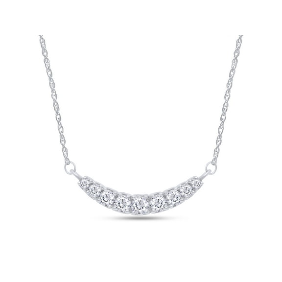 1/2 Ct Lab Created Moissanite Diamond Nine Stone Graduated Statement Collar Necklace In 14k White Gold Plated Sterling Silver With 18" Chain(G-H Color,0.50 Cttw)