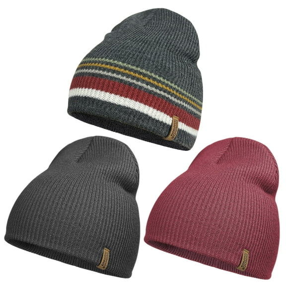 3-Pack Knit Beanie Hats for Men & Women – Soft Warm Winter Beanies, Stretchy Casual Daily Style, One Size Fits Most