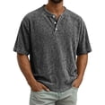 thumbnail image 2 of Men's Casual Round Neck Short Sleeve Button Up Shirt, Soft Cotton Top for Everyday Wear, 2 of 8