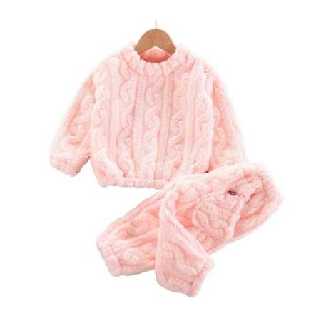 

Journey 2-Piece Set Kids Plush Pajamas Clothing Long Sleeve Thick Sweatshirt & Pants(Pink 110cm)