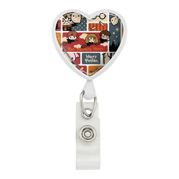Harry Potter Cute Chibi Pattern Heart Lanyard Retractable Reel Badge ID Card Holder