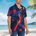 thumbnail image 3 of Fuzoiu Neon City Map Print Hawaiian Shirt for Men, Summer Beach Casual Short Sleeve Button Down Shirts, Men’s Beach Summer Shirts with Pocket,Large, 3 of 7