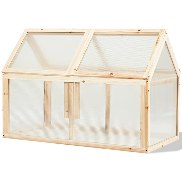 COSTWAY Garden Wooden Cold Frame Greenhouse Raised Planter Bed Protection 40''x 21'' x28''