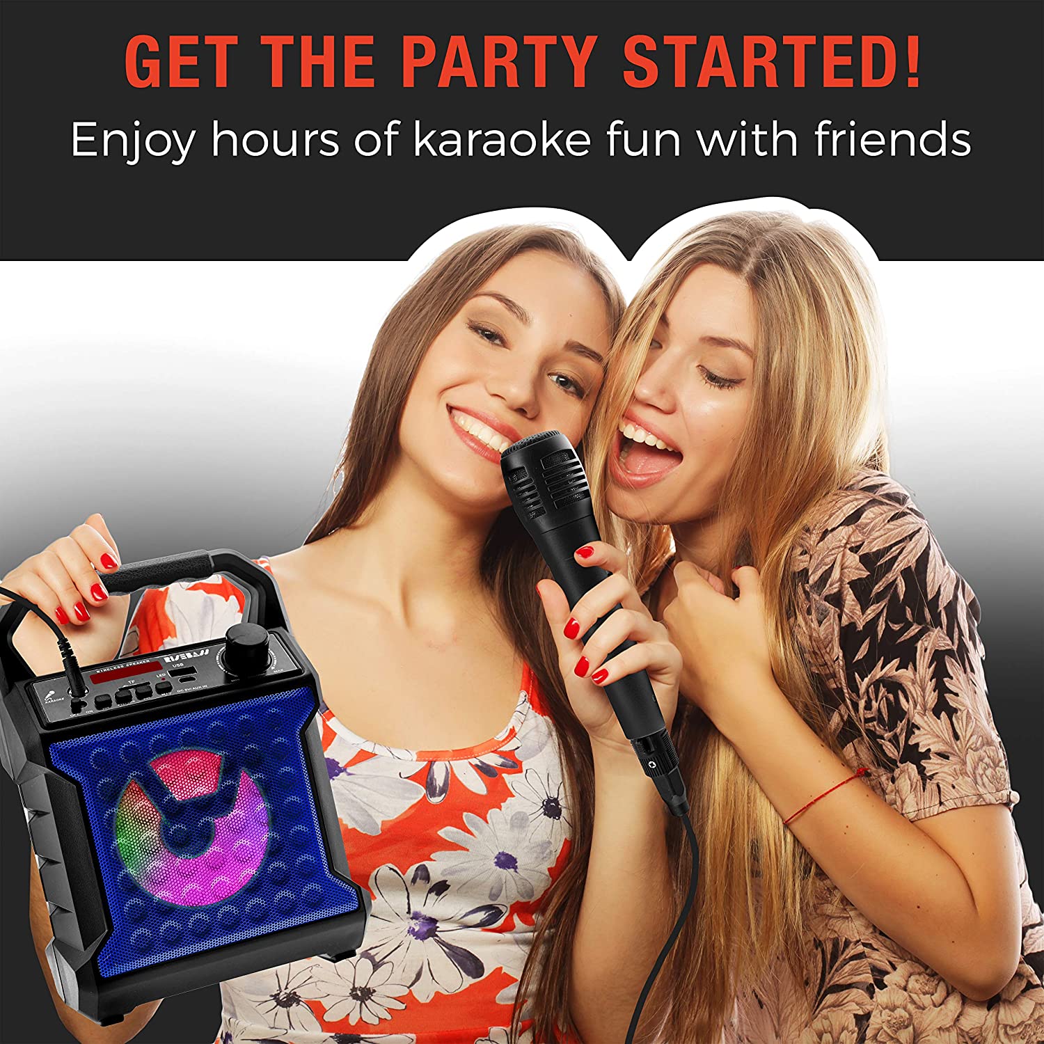 Rise Bass Portable Karaoke Machine for Kids & Adults in Blue photo 6