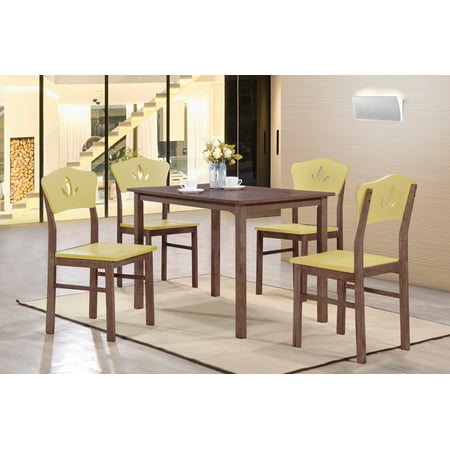 Rectangular Garden Table And Chairs Lori 5 Piece Kitchen Dinette Retro Dining Set, Chocolate Wood, Contemporary, 43