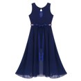 thumbnail image 4 of Fldy Kids Girls Sleeveless Flower Girls Dress V-neck Chiffon Dresses Rhinestone Ballet Princess Navy_Blue 8, 4 of 7