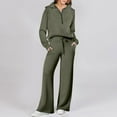 thumbnail image 2 of LEKODE tracksuits for women set two piece sets for women summer lounge sets for women Sweatshirt Wide Leg Sweatpants women track suits 2 piece set Army Green L, 2 of 6