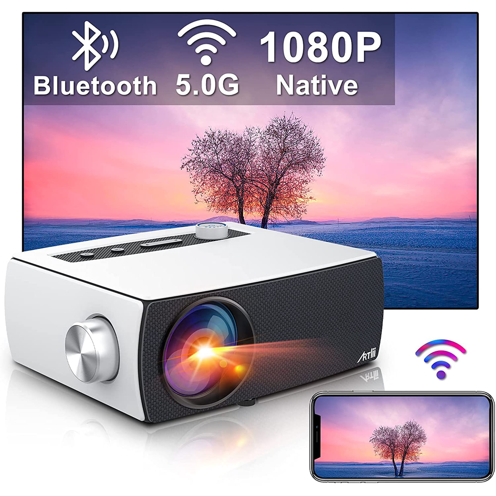 Artlii Enjoy 3 Mini Portable Bluetooth Projector, 8500 lumen, 2.4 