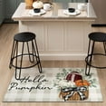 thumbnail image 5 of Fall Thanksgiving Pumpkin Kitchen Rugs Set of 2,Eucalyptus Buffalo Plaid Farmhouse Floor Mats and Rugs Non Skid Washable for Kitchen Home Decor (Blue Football 17"x47"+17"x30"), 5 of 6