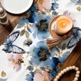 thumbnail image 3 of Vintage Blue Floral Table Runner 120 Inches, Farmhouse Watercolor Flower Butterflies Bed Runner Dresser Scarves Tabletop for Indoor Outdoor Parties/Ceremony/Banquet, 13"x 120", 3 of 8