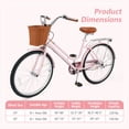 thumbnail image 3 of Costway 24-Inch Beach Cruiser Bike with Adjustable Seat, Woven Basket & Rear Rack for City Pink, 3 of 9