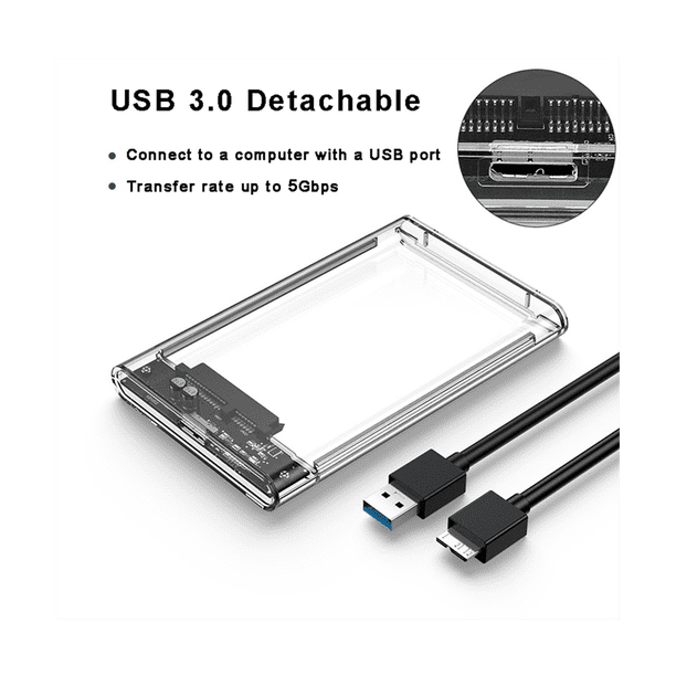 Box Esterno Trasparente Per HDD/SSD 2.5” USB 3.0 SATA III – Takeurop