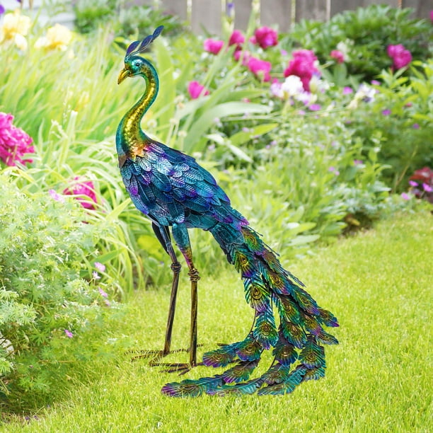 Alpine Corporation Metallic Peacock Statue