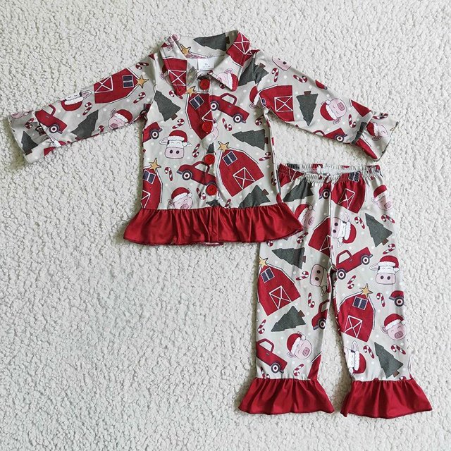 Conjunto de ropa de dormir de Navidad para niños, cárdigan a cuadros rojo y negro, Tops y pantalones a juego para bebés, pijamas para niños pequeños