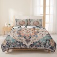thumbnail image 3 of Twin XL Quilt Set 68''x98'', Orange Blue Lightweight Bedspread Coverlet Set with 2 Pillow Shams, Boho Geometric Middle Century Abstract Western Breathable All Season Quilt Bedding for Dorm/Guest Room, 3 of 9