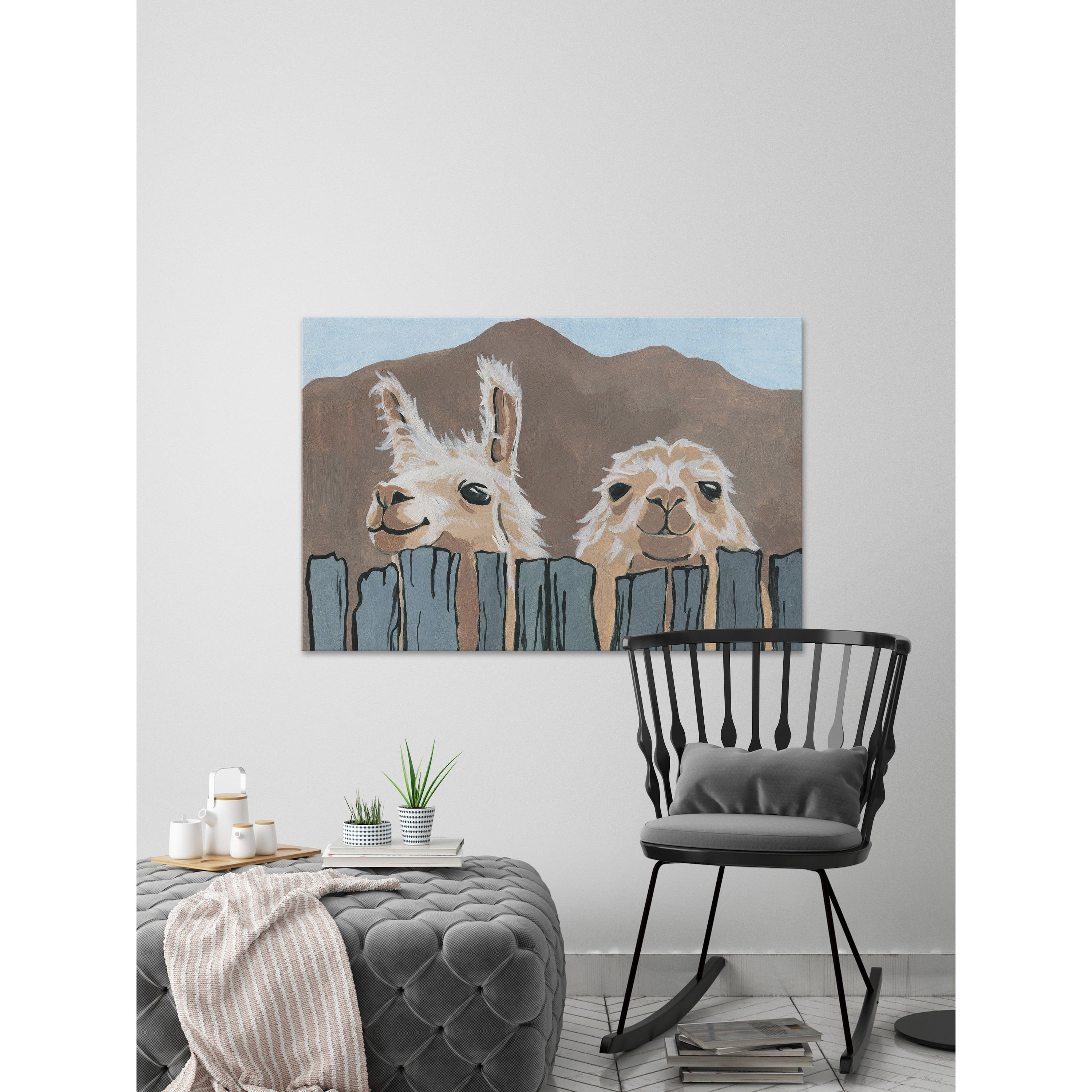 Marmont Hill Peekaboo Llamas 24.00" x 36.00" Painting Canvas Art Print, by Marmont Hill